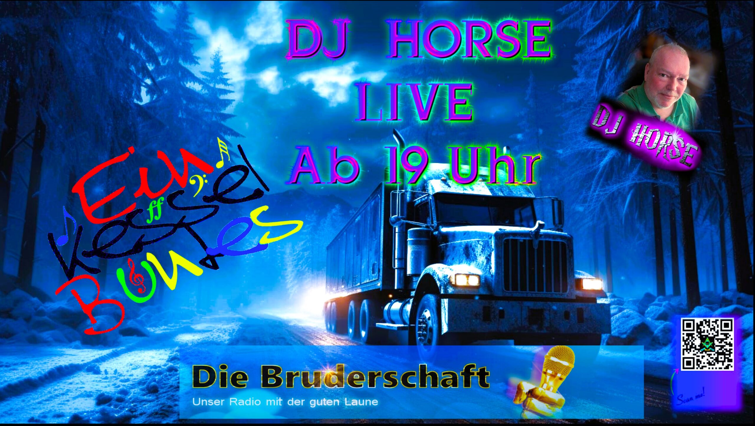 🌊🌊🌊 HEUTE ABEND BIN ICH WIEDER LIVE FÜR EUCH DA, AB 20 UHR  "EIN KESSEL BUNTES"  🏳️‍🌈 Es erwartet Euch ein Bunter Gute Laune Musik MIX von OLDIES bis AKTUELL - Für Alt & Jung, für jeden etwas musikalisches dabei... 👉  mit DJ HORSE..... "Wir hören uns....." 🫵 ...auf [https://laut.fm/die-bruderschaft](https://laut.fm/die-bruderschaft...)